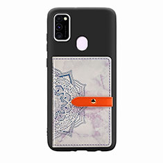 Ultra-thin Silicone Gel Soft Case Cover with Magnetic S07D for Samsung Galaxy M21 Purple