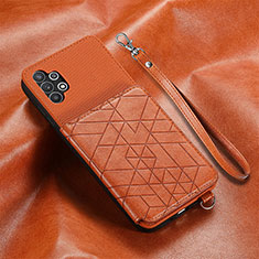 Ultra-thin Silicone Gel Soft Case Cover with Magnetic S07D for Samsung Galaxy M32 5G Brown