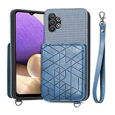 Ultra-thin Silicone Gel Soft Case Cover with Magnetic S08D for Samsung Galaxy A32 4G Blue