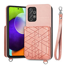 Ultra-thin Silicone Gel Soft Case Cover with Magnetic S08D for Samsung Galaxy A52 4G Pink