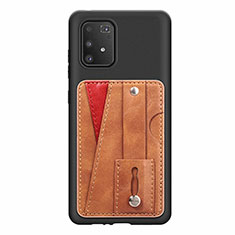 Ultra-thin Silicone Gel Soft Case Cover with Magnetic S08D for Samsung Galaxy A91 Brown