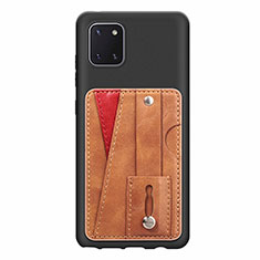Ultra-thin Silicone Gel Soft Case Cover with Magnetic S08D for Samsung Galaxy Note 10 Lite Brown