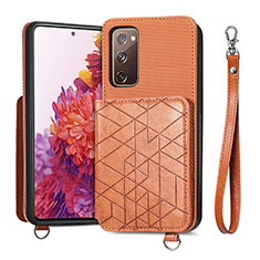 Ultra-thin Silicone Gel Soft Case Cover with Magnetic S08D for Samsung Galaxy S20 FE (2022) 5G Brown