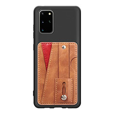 Ultra-thin Silicone Gel Soft Case Cover with Magnetic S08D for Samsung Galaxy S20 Plus 5G Brown