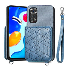 Ultra-thin Silicone Gel Soft Case Cover with Magnetic S08D for Xiaomi Redmi Note 11 4G (2022) Blue