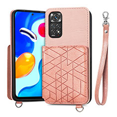 Ultra-thin Silicone Gel Soft Case Cover with Magnetic S08D for Xiaomi Redmi Note 11 4G (2022) Pink