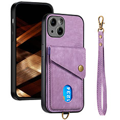 Ultra-thin Silicone Gel Soft Case Cover with Magnetic S09D for Apple iPhone 15 Plus Purple