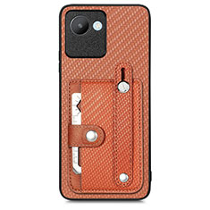 Ultra-thin Silicone Gel Soft Case Cover with Magnetic S09D for Realme Narzo 50i Prime Brown