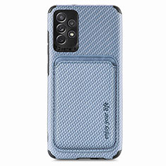 Ultra-thin Silicone Gel Soft Case Cover with Magnetic S09D for Samsung Galaxy A52 4G Blue