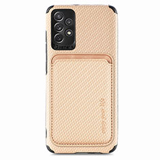 Ultra-thin Silicone Gel Soft Case Cover with Magnetic S09D for Samsung Galaxy A52s 5G Gold