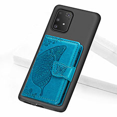 Ultra-thin Silicone Gel Soft Case Cover with Magnetic S09D for Samsung Galaxy A91 Blue