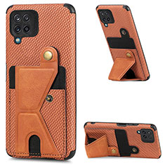 Ultra-thin Silicone Gel Soft Case Cover with Magnetic S09D for Samsung Galaxy F12 Brown