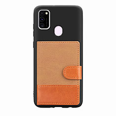 Ultra-thin Silicone Gel Soft Case Cover with Magnetic S09D for Samsung Galaxy M30s Brown