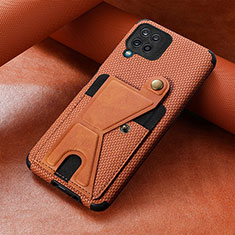 Ultra-thin Silicone Gel Soft Case Cover with Magnetic S10D for Samsung Galaxy A12 5G Brown