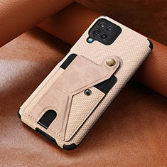 Ultra-thin Silicone Gel Soft Case Cover with Magnetic S10D for Samsung Galaxy A12 Rose Gold