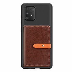 Ultra-thin Silicone Gel Soft Case Cover with Magnetic S10D for Samsung Galaxy A91 Brown