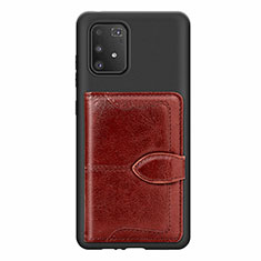 Ultra-thin Silicone Gel Soft Case Cover with Magnetic S11D for Samsung Galaxy A91 Brown