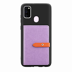 Ultra-thin Silicone Gel Soft Case Cover with Magnetic S11D for Samsung Galaxy M21 Purple