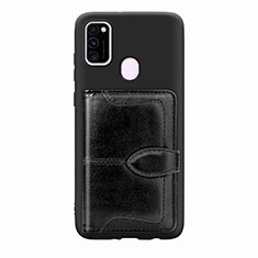 Ultra-thin Silicone Gel Soft Case Cover with Magnetic S12D for Samsung Galaxy M21 Black