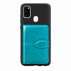 Ultra-thin Silicone Gel Soft Case Cover with Magnetic S12D for Samsung Galaxy M30s Cyan