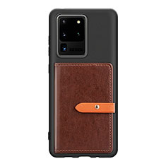 Ultra-thin Silicone Gel Soft Case Cover with Magnetic S12D for Samsung Galaxy S20 Ultra 5G Brown