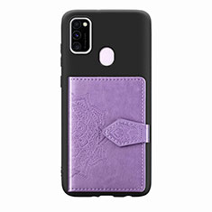 Ultra-thin Silicone Gel Soft Case Cover with Magnetic S13D for Samsung Galaxy M21 Purple