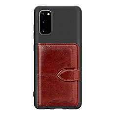 Ultra-thin Silicone Gel Soft Case Cover with Magnetic S13D for Samsung Galaxy S20 Brown