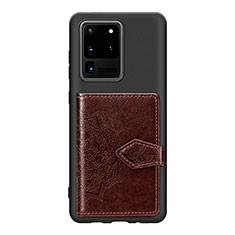 Ultra-thin Silicone Gel Soft Case Cover with Magnetic S13D for Samsung Galaxy S20 Ultra 5G Brown