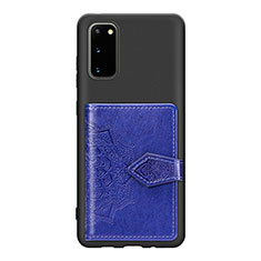 Ultra-thin Silicone Gel Soft Case Cover with Magnetic S14D for Samsung Galaxy S20 5G Blue