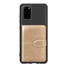 Ultra-thin Silicone Gel Soft Case Cover with Magnetic S14D for Samsung Galaxy S20 Plus 5G Gold