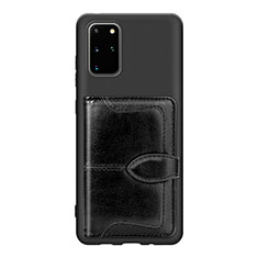 Ultra-thin Silicone Gel Soft Case Cover with Magnetic S14D for Samsung Galaxy S20 Plus Black