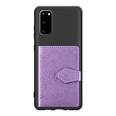 Ultra-thin Silicone Gel Soft Case Cover with Magnetic S14D for Samsung Galaxy S20 Purple