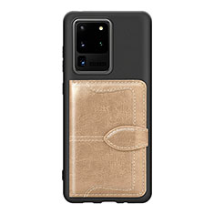 Ultra-thin Silicone Gel Soft Case Cover with Magnetic S14D for Samsung Galaxy S20 Ultra 5G Gold