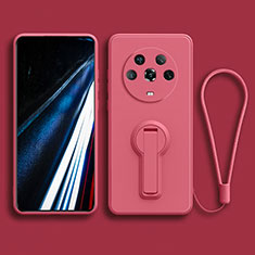 Ultra-thin Silicone Gel Soft Case Cover with Stand for Huawei Honor Magic4 5G Hot Pink