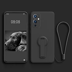 Ultra-thin Silicone Gel Soft Case Cover with Stand for OnePlus 9 5G Black