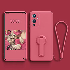 Ultra-thin Silicone Gel Soft Case Cover with Stand for OnePlus 9 5G Hot Pink