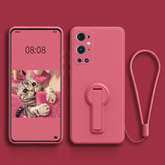 Ultra-thin Silicone Gel Soft Case Cover with Stand for OnePlus 9 Pro 5G Hot Pink