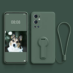 Ultra-thin Silicone Gel Soft Case Cover with Stand for OnePlus 9 Pro 5G Midnight Green