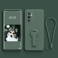 Ultra-thin Silicone Gel Soft Case Cover with Stand for OnePlus 9RT 5G Midnight Green