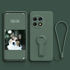 Ultra-thin Silicone Gel Soft Case Cover with Stand for OnePlus Ace 2 Pro 5G Midnight Green