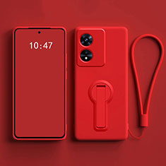 Ultra-thin Silicone Gel Soft Case Cover with Stand for Oppo A1x 5G Red