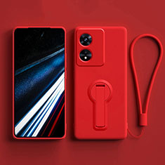 Ultra-thin Silicone Gel Soft Case Cover with Stand for Oppo A78 4G Red