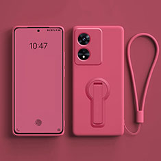 Ultra-thin Silicone Gel Soft Case Cover with Stand for Oppo F23 5G Hot Pink