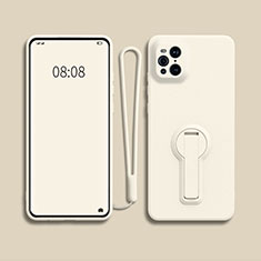 Ultra-thin Silicone Gel Soft Case Cover with Stand for Oppo Find X3 5G White