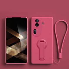 Ultra-thin Silicone Gel Soft Case Cover with Stand for Oppo Reno11 Pro 5G Hot Pink