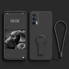 Ultra-thin Silicone Gel Soft Case Cover with Stand for Realme Q3 Pro 5G Black