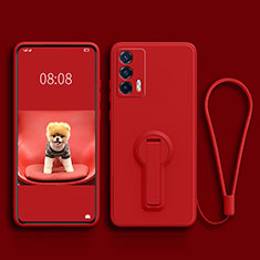 Ultra-thin Silicone Gel Soft Case Cover with Stand for Realme Q3 Pro 5G Red