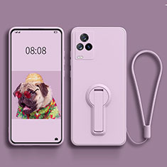 Ultra-thin Silicone Gel Soft Case Cover with Stand for Vivo iQOO 7 Legend 5G Clove Purple