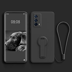 Ultra-thin Silicone Gel Soft Case Cover with Stand for Vivo iQOO Z5 5G Black