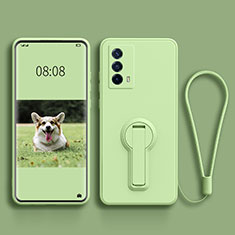 Ultra-thin Silicone Gel Soft Case Cover with Stand for Vivo iQOO Z5 5G Green